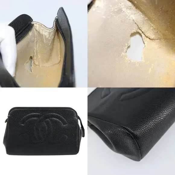 Chanel Pouch Caviar Skin Black Gold CC - Picture 5 of 6